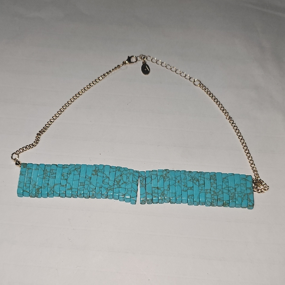 Turquoise Beaded Necklace with Gold Chain